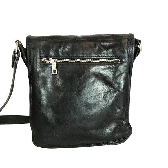 Tuscany Leather Mens Black Leather Crossbody Bag Handmade Italy Adjustable 9X11 - Picture 2 of 12